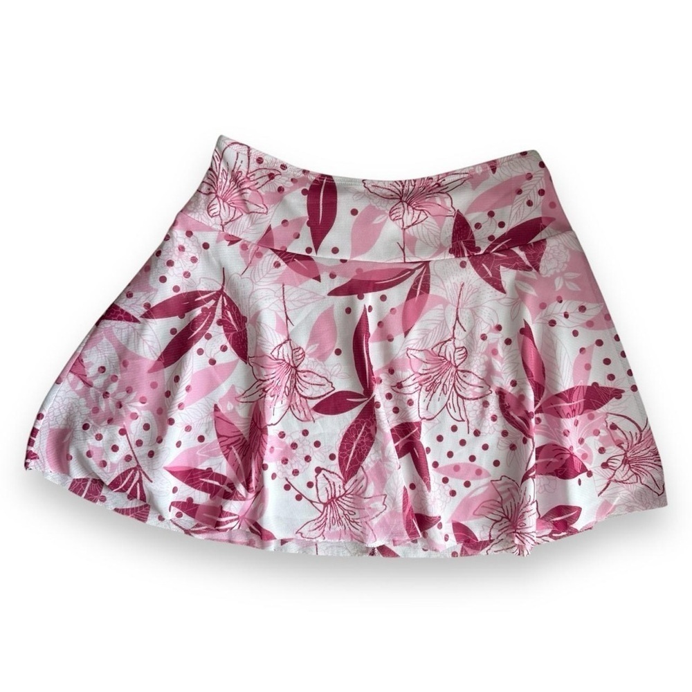 ⚡️10$ sale⚡️ Y2K Digital Clothing Pink & White Polka Dot Floral Print Mini Skirt